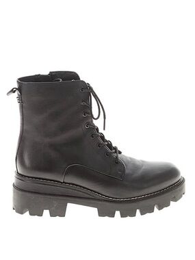 Sam Edelman Black Leather Lace-Up Combat Boot